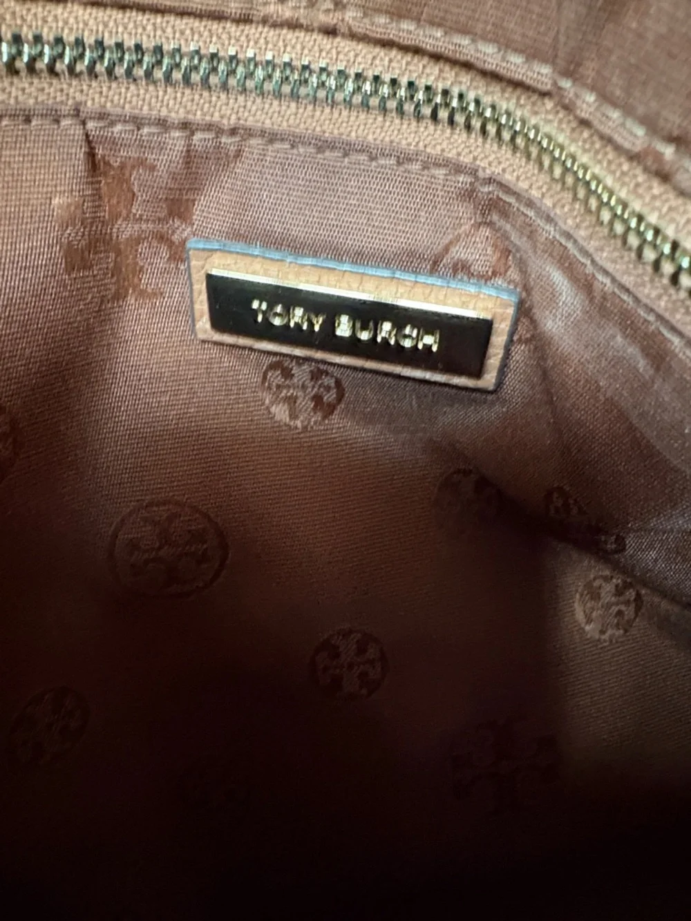 Tory Burch Chestnut Brown Pebbled Leather Tote with Tassel - Picture 3 of 10